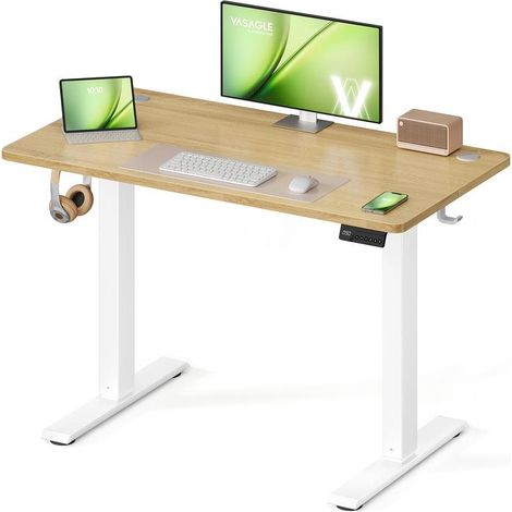 Bureau électrique réglable assis-debout 100 x 60 cm avec fonction mémoire 4 hauteurs style contemporain en aggloméré doré (1/2)