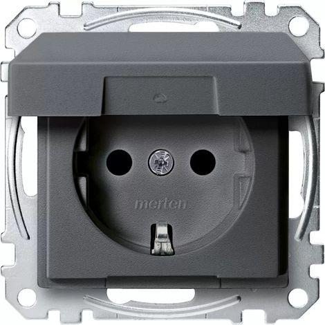 Merten Steckdose System M MEG2310-0414, 250V 16A, Thermoplast, Anthrazit (1/2)