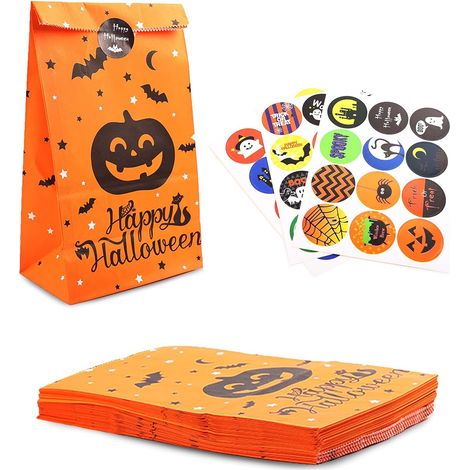 Halloween paper bag, candy bag, gift bag set, 36-piece kraft paper bag, children's birthday paper bag, wedding party, gift wrapping (1/5)