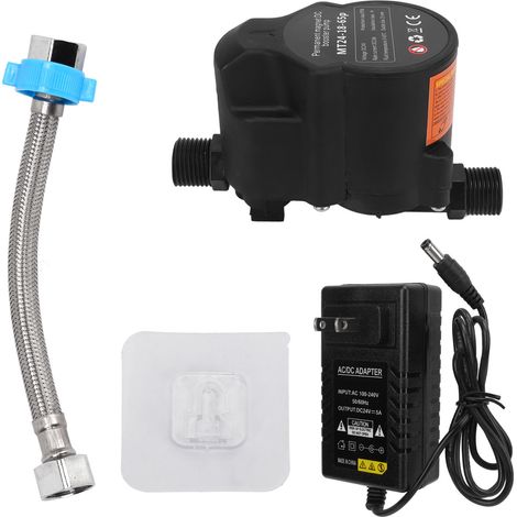 Pompe de surpression d'eau automatique silencieuse pour douche salle de bain, DC24V, prise US 100-240V, induction automatique, faible bruit (1/5)