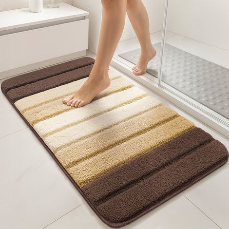 Lot de 2 Tapis de Bain Antidérapant microfibre motif dégradé 40x60cm beige
