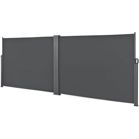 Sombrilla doble protección visual metal y poliéster 2 x 300 cm gris 030001632
