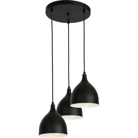 Suspension ronde noire mate Noak Classic 3xE27 Luminex