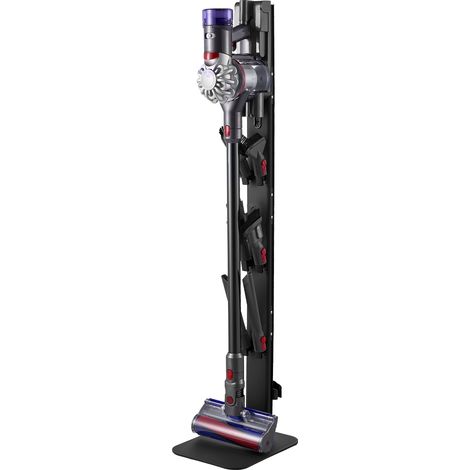 VEVOR Support deAspirateur pour Dyson G5, V15, V12, V11, V10, V8, V7, V6, Porte-aspirateur Vertical Rangement Stable avec Accessoires, 6 Crochets et Patins Antiderapants, pour Espaces Restreints, Noir