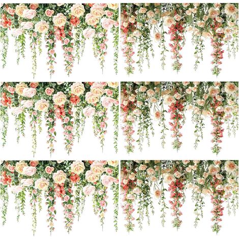 6 Feuilles Stickers Fenetre Fleurs, Électrostatique Sticker Fenetre, Autocollant fenetre Fleurs, Roses Branche Vigne Stickers Vitre, Autocollant Vitre pour Salon Chambre à Coucher Cuisine Café (1/5)