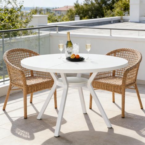 Table à manger ronde blanche élégante, table de cuisine moderne pour réception et salle à manger