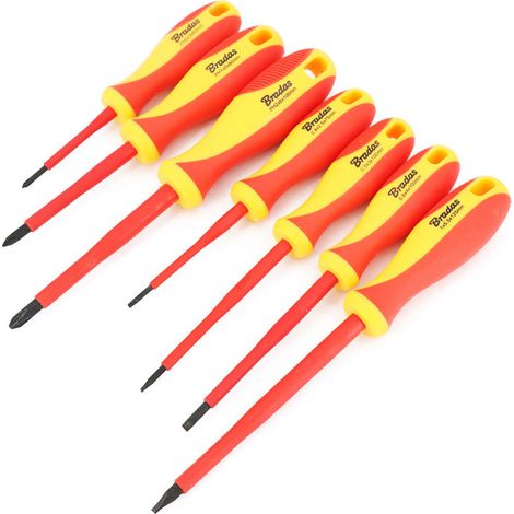 Lot de 7 tournevis isolés 1Kv : 3 cruciformes Phillips et 4 plats (1/3)