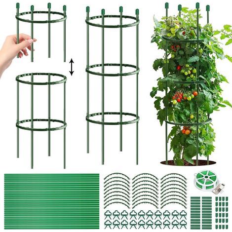 141 piezas - Enrejado para tomates - Soporte para plantas trepadoras - Estructura modular ajustable para hortalizas y flores, jardín exterior verde (1/5)