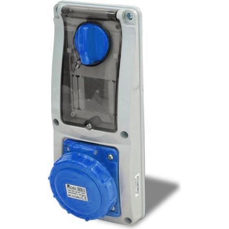 Presa interbloccata verticale con sezionatore, ad incasso, con barra DIN, 230V, 3 poli, 16A, IP67 - Rosi 16.3216B6-ID (1/2)