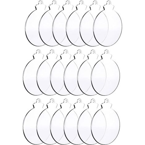 50 Stück Runde Acryl Weihnachtsornamente Blank Klar mit Loch für DIY Handwerk Feiertage (1/4)