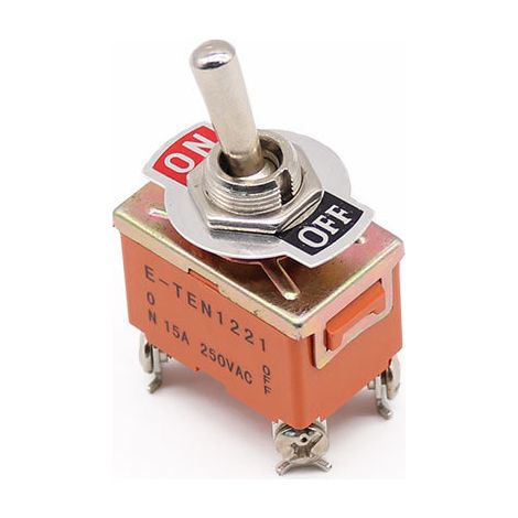TEN-1221 Toggle Switch, Four-Pin, Two-Stop, 12mm Mounting Diameter, Rocker Switch (1/4)