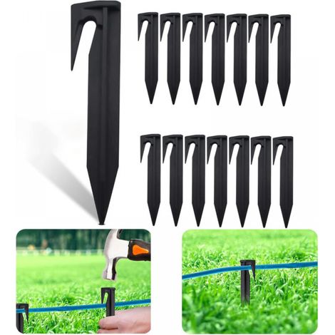 15 estacas de plástico para bordes de jardín, estacas para delimitación de jardín, estacas para césped - Negras (1/4)
