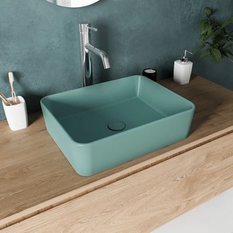 Lavabo da Appoggio Rettangolare 48x37x13,5 cm Carta da Zucchero Opaco Mod. Caspio