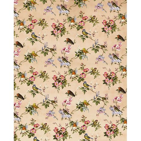 papier peint panoramique fleurs et oiseaux multicolore - Komar (1/3)