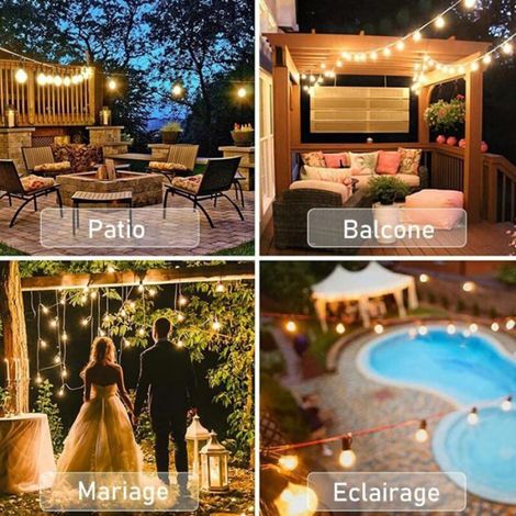Guirlande Lumineuse - 15 M - 25 Ampoules G40 - IP44 - Extérieur Jardin Pergola Porche - 1 Pièce (1/5)