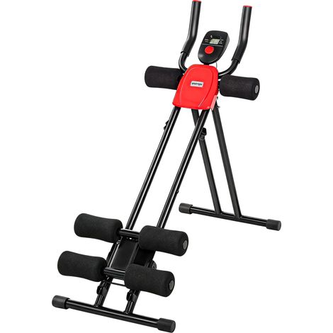 Appareil abdominal pliable avec écran LCD pour un entraînement complet du corps à domicile, rouge et noir (1/5)