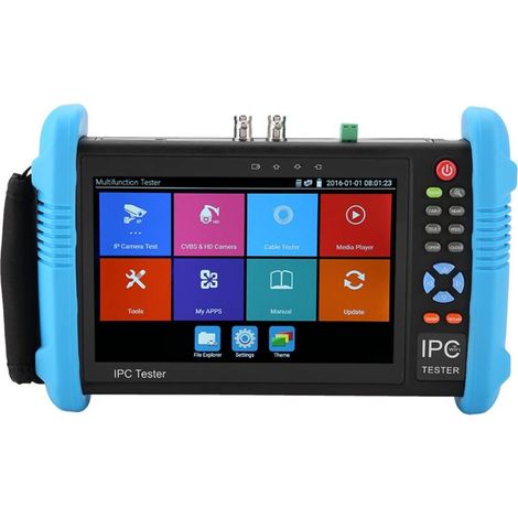 Testeur de Vidéosurveillance POE CCTV Tester 7'' IPS H.265 4K Écran Tactile Caméra IP Testeur CVBS Testeur Analogique Construit en WiFi avec POE/8G TF Carte/Sortie HDMI/RJ45 TDR(IPC-9800-Plus) (1/5)