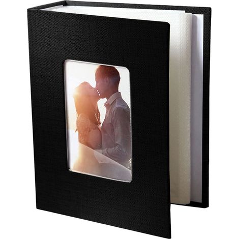Album Photo à Poches 4 x 6 Pouces avec Couverture Lin Noir, 50 Pages 100 Poches pour Mariage, Voyage et Famille (1/5)