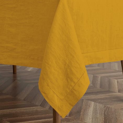 Tovaglia Da Tavola In Puro Cotone Rettangolare Tinta Unita Elegante Copritavolo Moderna Sala Da Pranzo Cucina Soggiorno Salvatavolo Senape - 6/8Posti140x180Cm (1/5)