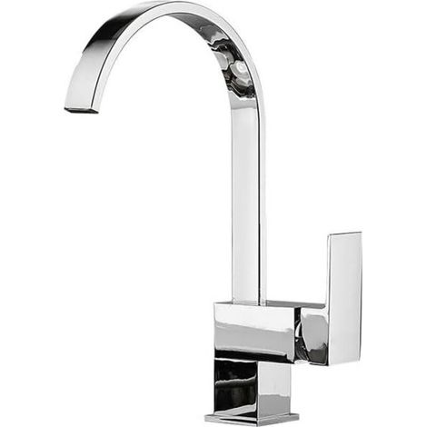 Robinet de cuisine à bec haut carré, robinet mitigeur d'évier en alliage galvanisé, fixation incluse pour installation facile (1/4)
