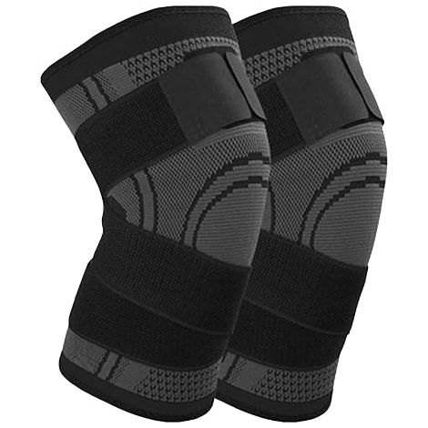 Rodilleras de compresión con correas ajustables para baloncesto (Negro, Talla XL, Se ajusta a piernas de 47-52 cm) (1/5)