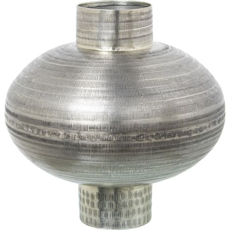Vase En Aluminium Sculpté Argent Vieilli °33X33 Cm (1/5)