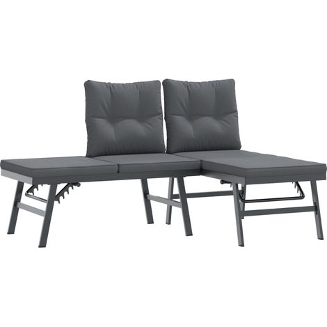 Maison Exclusive - Panche Giardino con Cuscini 2pz Nere Acciaio Verniciato Polvere