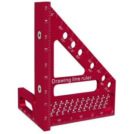 Carpentry Square - Scribing Ruler with Hole for Carpenter's Square, Aluminum Protractor 22.5-90 Degrees - For Carpentry, Engineering, Furniture Drawing and (1/5)