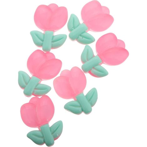 Helmet Stickers 6 Pieces Mini 3D Pink Tulip Flowers Durable