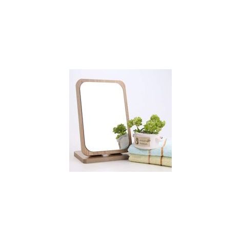 Miroir de Maquillage Miroir de Bureau, Portable de Table Rotatif à 90 Degrés Miroir Cadre en Bois Miroir (1/5)