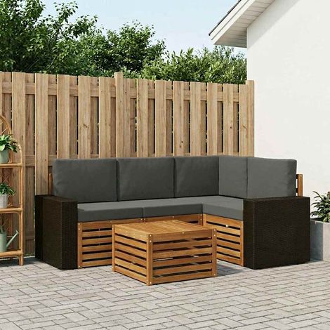 vidaXL Set di divani da esterno 5 pz Naturale e Antracite Poliestere (1/5)