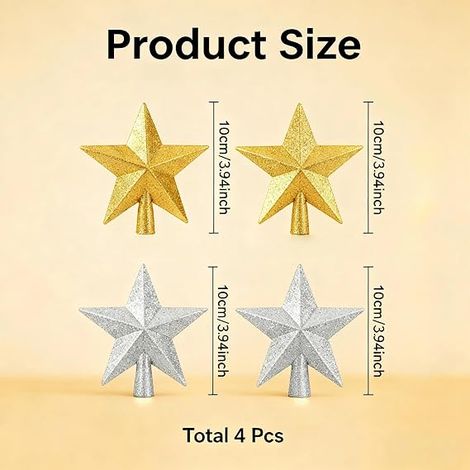 Christmas Tree Topper 10 cm, Gold and Silver Tree Topper Table Decoration for Easter and Carnival, Ornament (1/4)