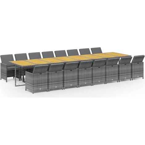 Maison Exclusive - Set da Pranzo da Giardino 17pz con Cuscini Grigio in Polyrattan (1/5)