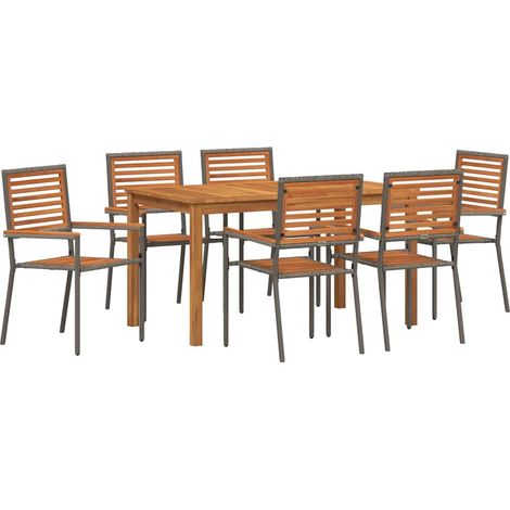 Maison Exclusive - Garten Essgruppe 7 pcs Grau Massivholz Akazie
