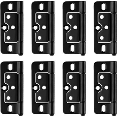 8 Pcs Charniere Porte Lourde, Charnières de Porte Pliables Noires, Charnières de Porte Pliantes Silencieuses sans Mortaise, Charnières pour Intérieures Extérieures Fenêtres Armoires (76 mm x 35 mm)