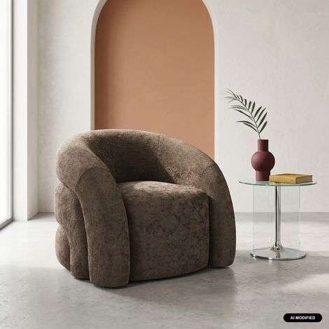 Fauteuil organique tissu 1 place marron - Renbo
