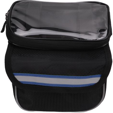 Sacoche de téléphone pour vélo en nylon 600D transparent avec film TPU antichoc et haute sécurité, compatible avec les téléphones de 4,8 à 5,7 pouces (bleu). (1/5)