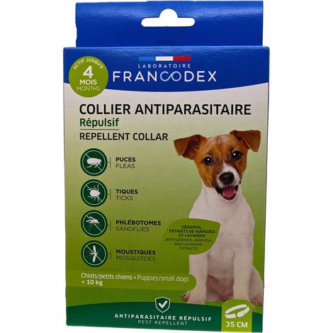 Collier Antiparasitaire Répulsif 35 cm pour chiots et  Petits Chiens de moins de 10 kg - Francodex