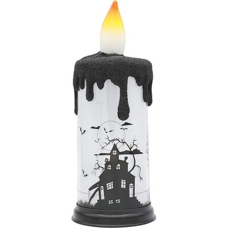 Bougie Halloween Éclairée - Motif Château Fantôme - Décoration de Centre de Table pour Fête Thématique - 1 Pièce (1/5)