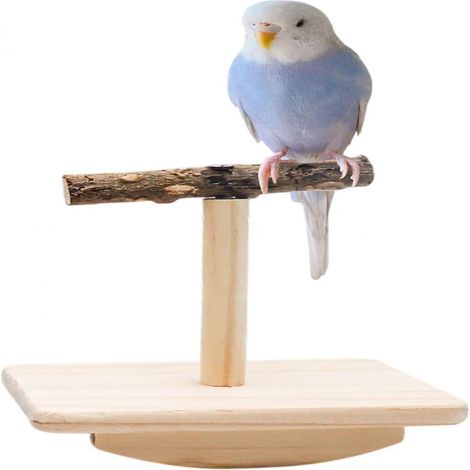Perchoir pour petits et moyens oiseaux, plateforme de table portable avec design rotatif pour ronger le bois naturel et user ses griffes, cage à perroquet (1/5)