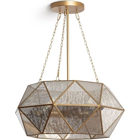 Lámpara Colgante Metal y Cristal Octagon ILUZZIA Dorado