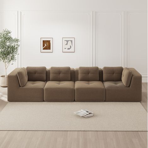 Divano angolare modulare in velluto a coste OKMYHOME (1/5)