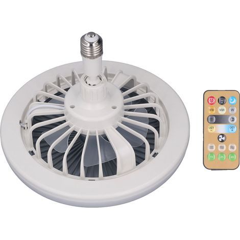 Kleiner Deckenventilator mit Fernbedienung, leicht, E27-Fassung, einstellbare Geschwindigkeit, geschlossen, 85–265 V (1/5)