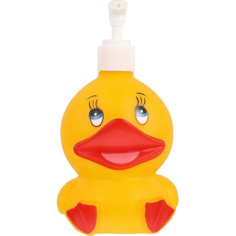 leere Reiseflasche mit Pumpe, Entenmotiv (gelb) – 16 x 8,5 x 8,5 cm – Gelb (1/4)