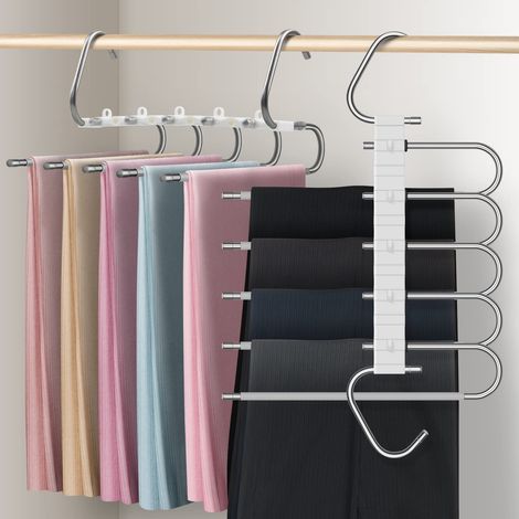Cintres à pantalons gain de place, 2 pièces, antidérapants, pliables et multi-usages (1/5)