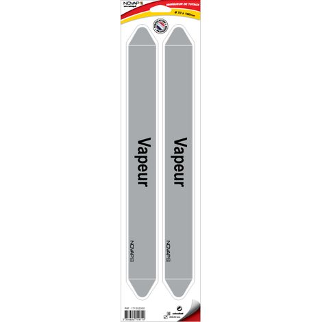 Planche de 2 marqueurs de tuyauterie 450 x 52 mm pour Ø 70 à 100 mm - Vapeur - 4709710