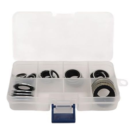 Joints d'Étanchéité pour Climatisation, Bagues d'Étanchéité, Kit de Joint de Compresseur AC avec Boîte de Rangement Transparente, Universel Portable Léger pour (1/5)