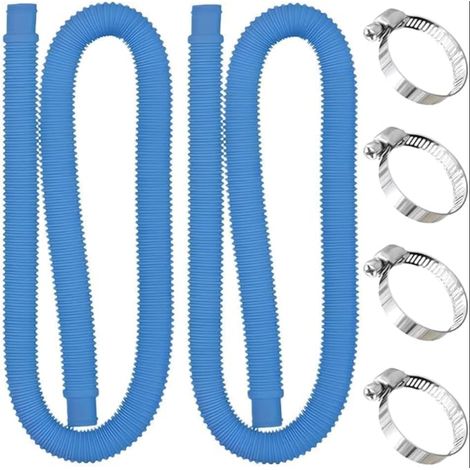 Tuyau Piscine 32mm, 1m Tuyaux de Rechange Piscine Hors Sol avec 4 Pinces Métalliques Tuyau Aspiration Pompe Remplacement Pompe Filtre Piscine (1/5)