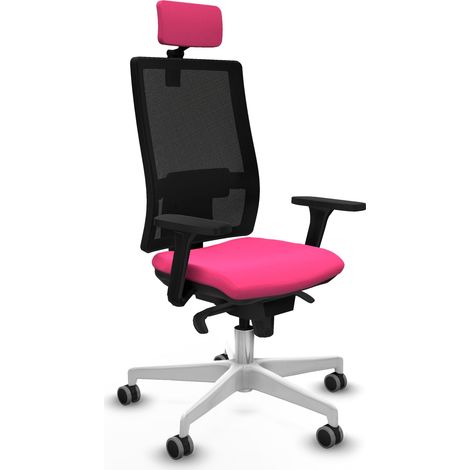 Horna sincro malla negra similpiel rosa brazos 3D base blanca cabecero 2D ruedas 65mm engomadas (1/5)