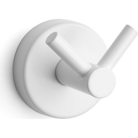 Appendino bagno design doppio gancio in acciaio inox bianco opaco  MIRA-B kamalu